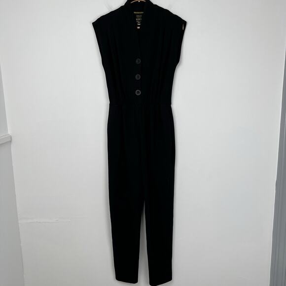 Nooworks Solid Magic Suit Jumpsuit Women Size S Jersey Knit Buttons Skinny Black - Picture 3 of 12